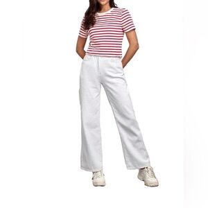 levi's t-shirt for women white with red  strips short sleeves Small